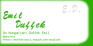 emil duffek business card